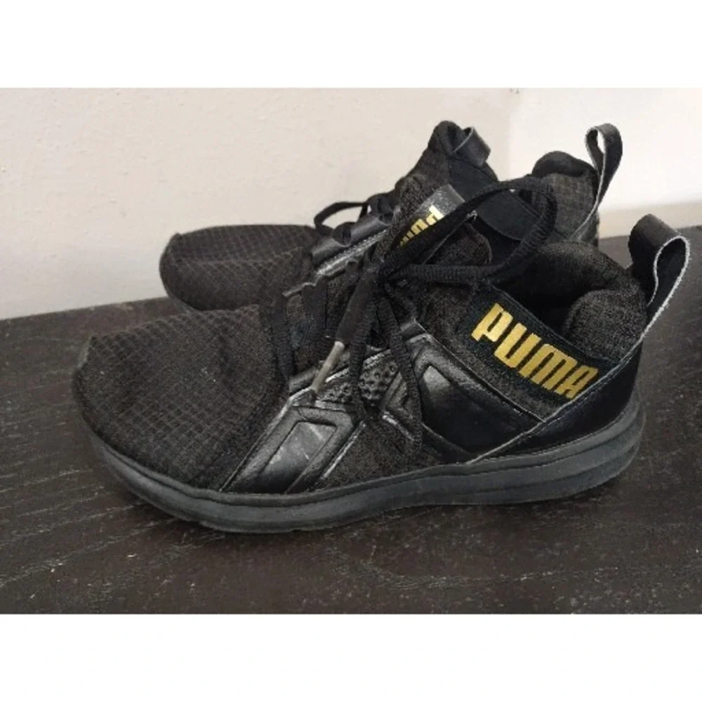 Puma Womens Enzo 191331 04 Black Running Shoes Sneakers Size 7.5 No Shoe Strings